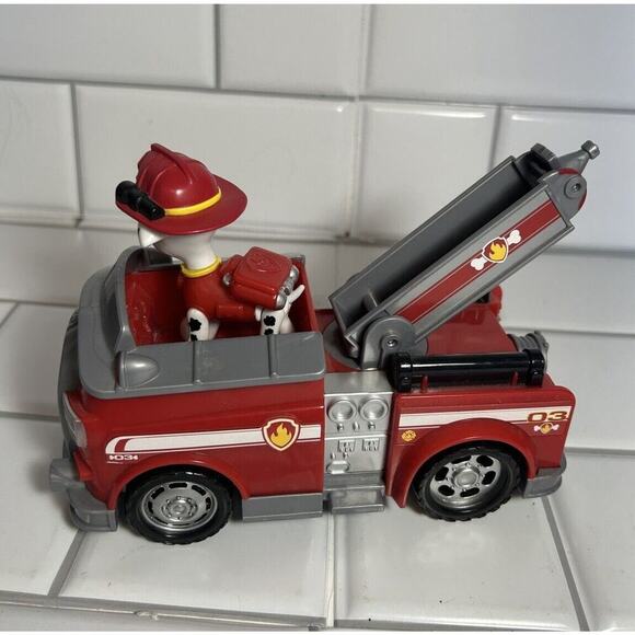 Paw Patrol Fire Truck With Posable Marshall Nick Jr Kids Toy Cartoon Character - Picture 4 of 14